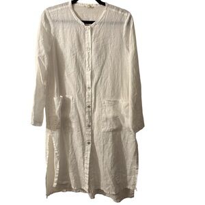 Eileen Fisher White Linen Duster Dress S Petite